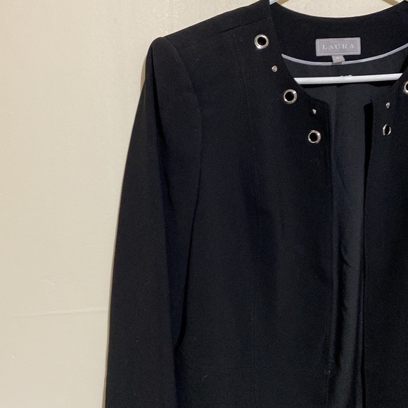 Laura Women Black Blazer Suit Dress Jacket Size 8 - Picture 5 of 14
